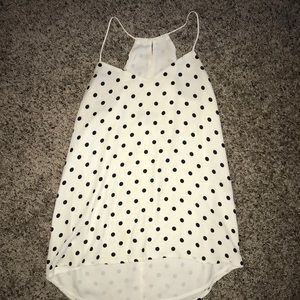 EXPRESS White Tank w / Black Polka Dots